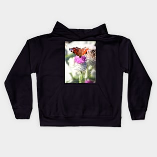 Peacock on thistle Kids Hoodie